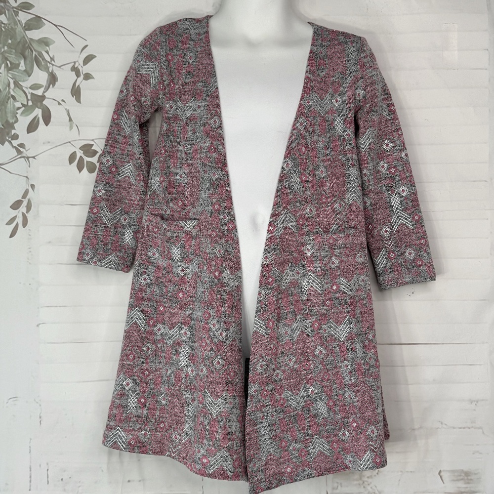 LuLaRoe Sariah Girls Toddler Heather Gray Open Cardigan Duster Sweater Sz. 2 2T